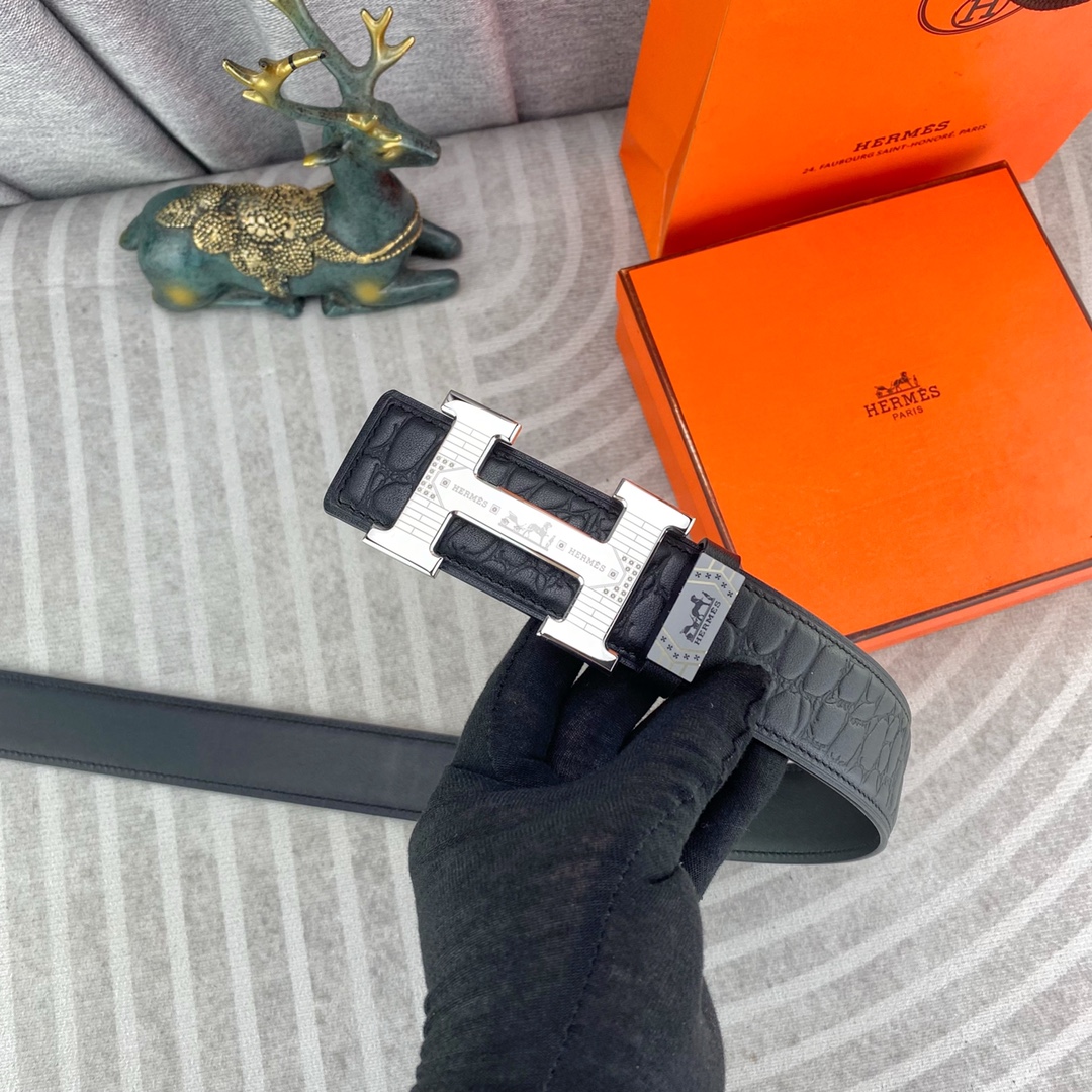 爱马仕💕 特种皮腰带系列 ，原厂五金精品不锈钢扣，手感柔软舒适 宽3.8CM。