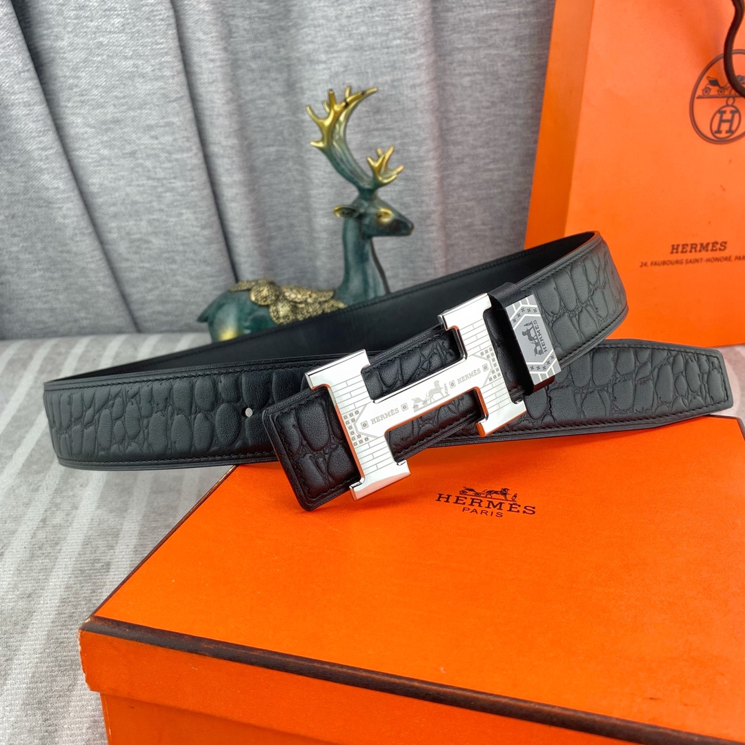 爱马仕💕 特种皮腰带系列 ，原厂五金精品不锈钢扣，手感柔软舒适 宽3.8CM。