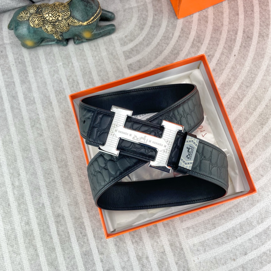爱马仕💕 特种皮腰带系列 ，原厂五金精品不锈钢扣，手感柔软舒适 宽3.8CM。