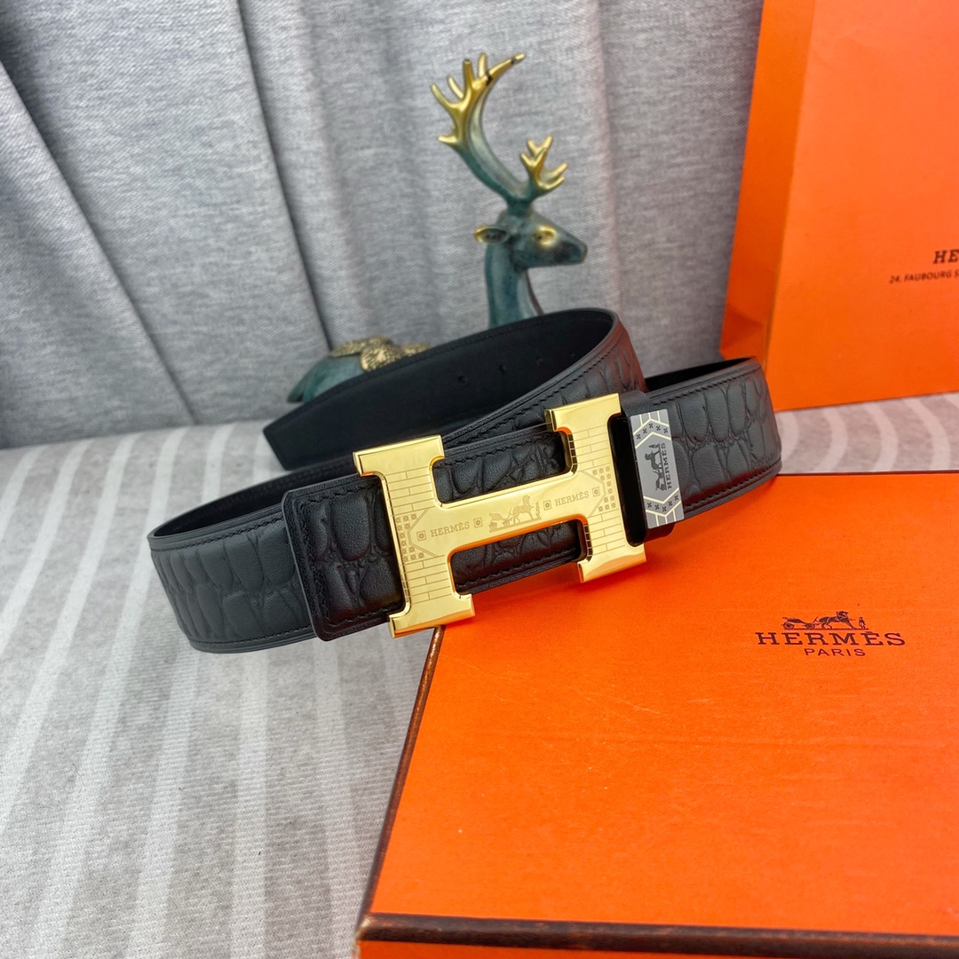 爱马仕💕 特种皮腰带系列 ，原厂五金精品不锈钢扣，手感柔软舒适 宽3.8CM。