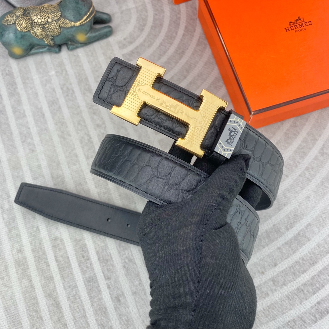 爱马仕💕 特种皮腰带系列 ，原厂五金精品不锈钢扣，手感柔软舒适 宽3.8CM。
