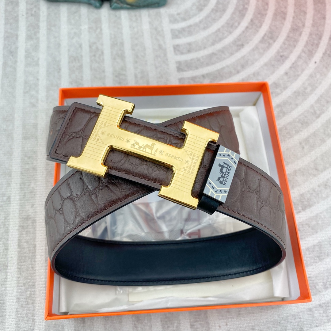 爱马仕💕 特种皮腰带系列 ，原厂五金精品不锈钢扣，手感柔软舒适 宽3.8CM。