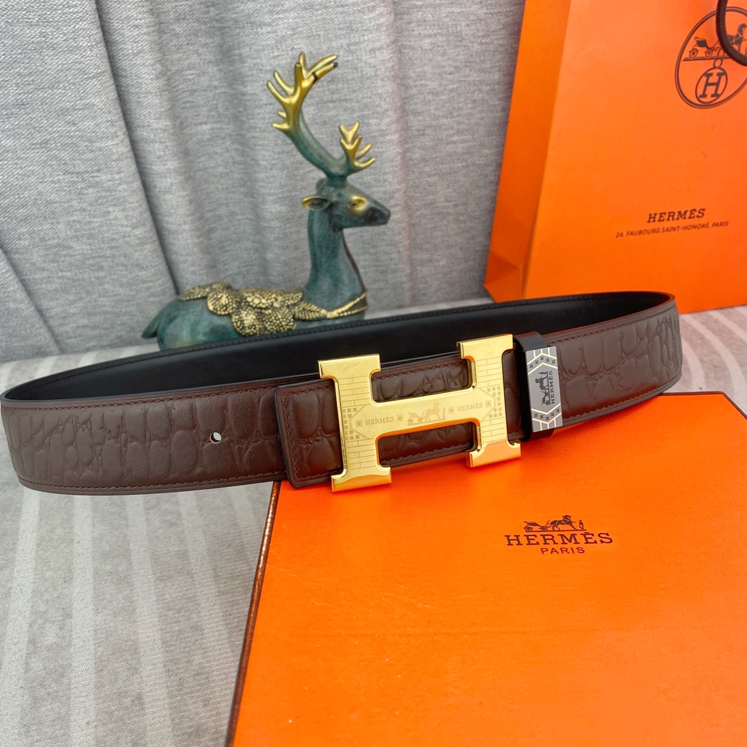 爱马仕💕 特种皮腰带系列 ，原厂五金精品不锈钢扣，手感柔软舒适 宽3.8CM。