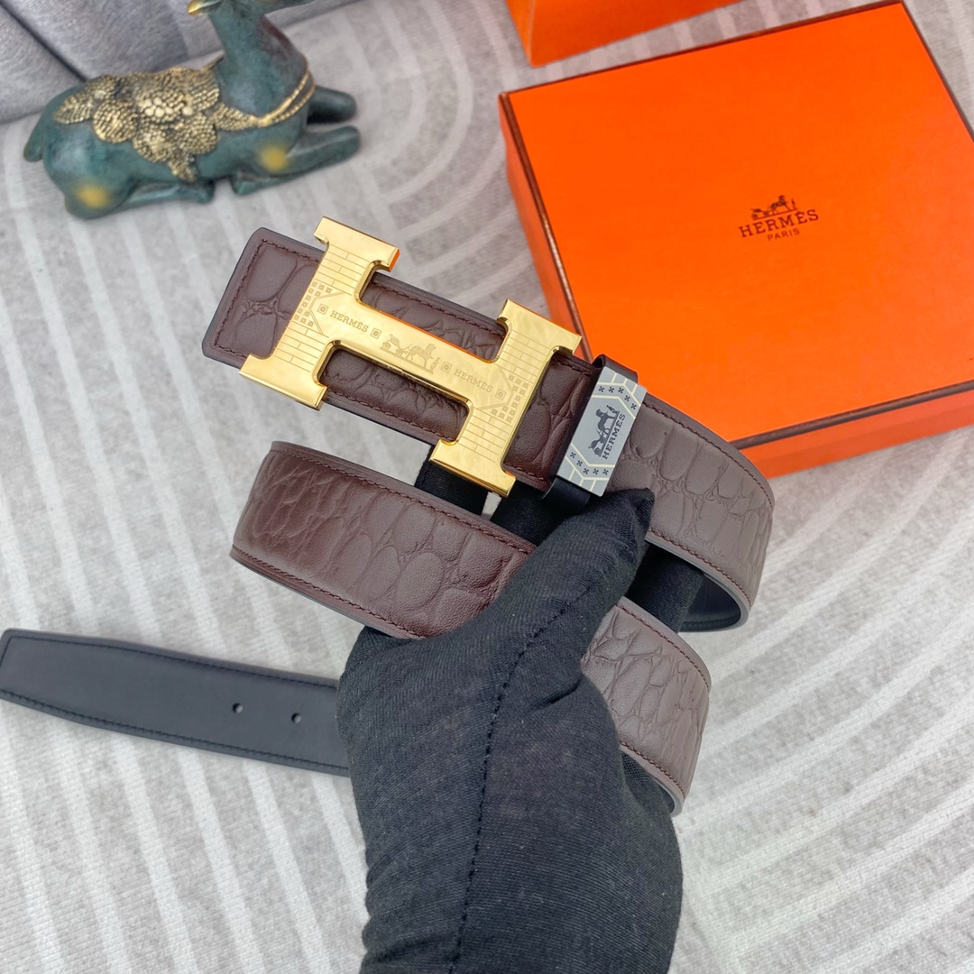 爱马仕💕 特种皮腰带系列 ，原厂五金精品不锈钢扣，手感柔软舒适 宽3.8CM。