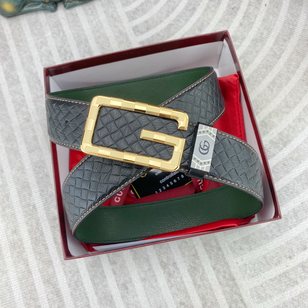 古奇💕 特种皮腰带系列 ，原厂五金精品不锈钢扣，手感柔软舒适 宽3.8CM。