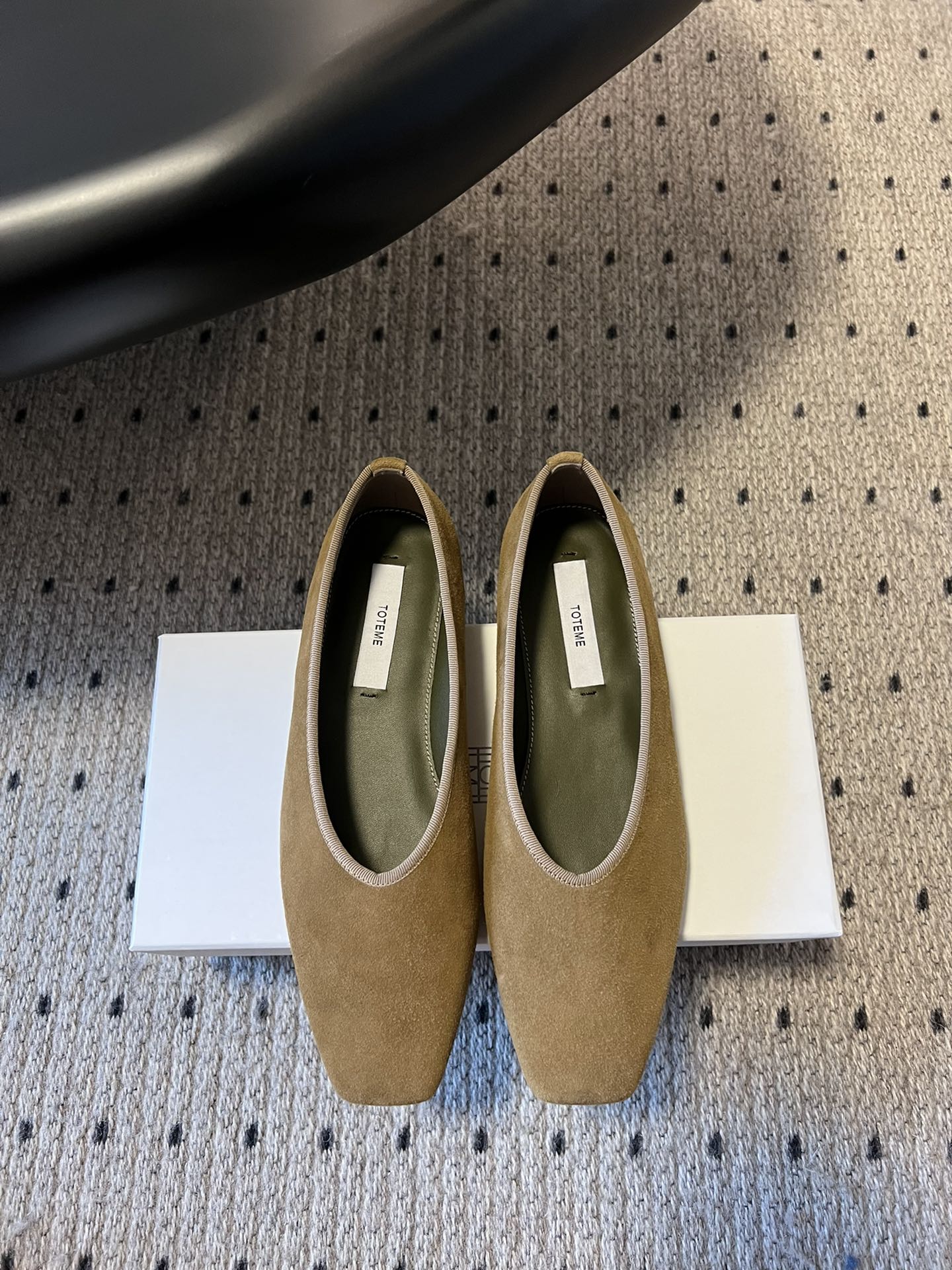 The Row 25SS voorjaar/zomer nieuwe collectie ballerina's, wollen voering, geborsteld suèdeleren zool