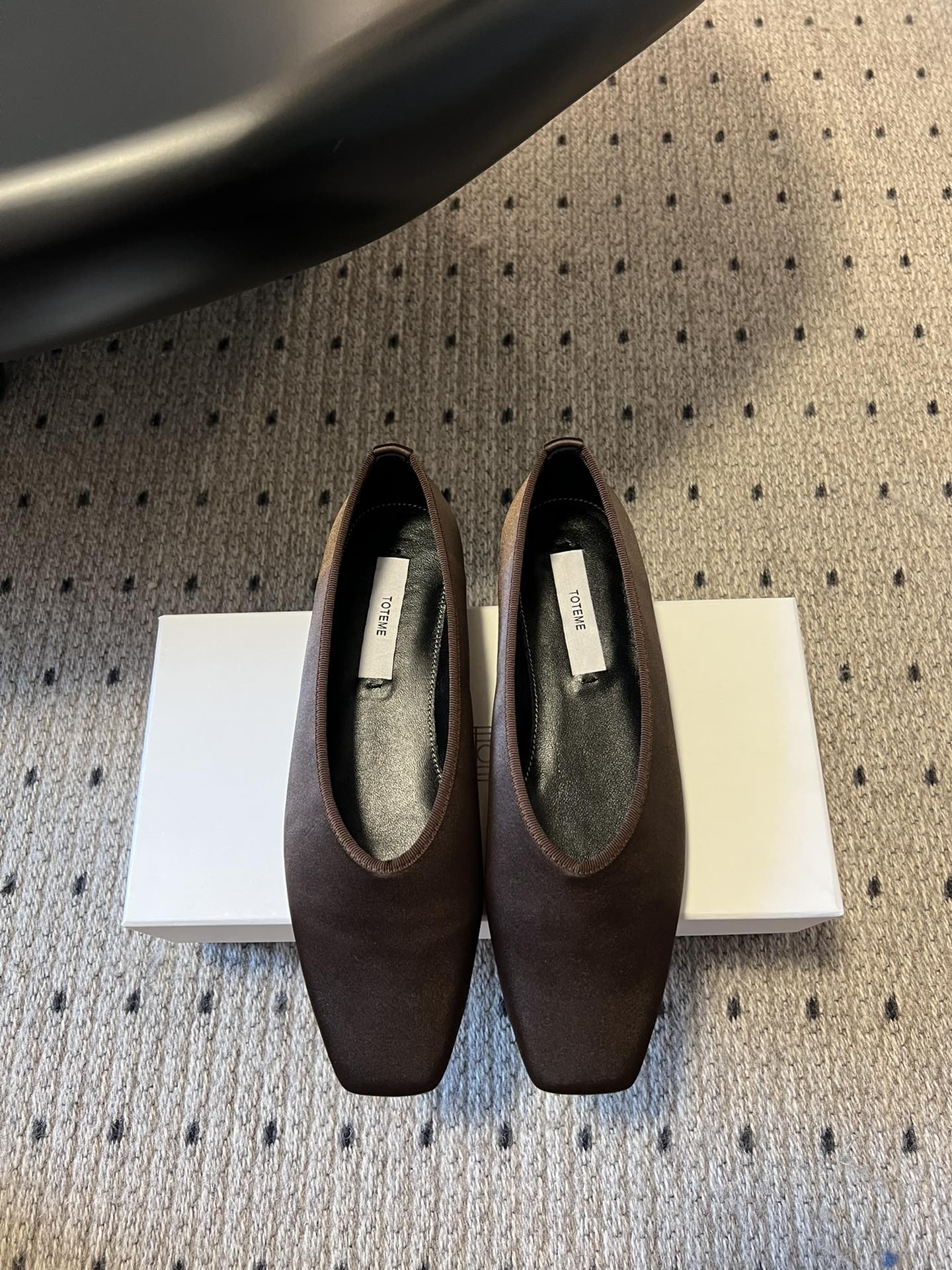 The Row 25SS voorjaar/zomer nieuwe collectie ballerina's, wollen voering, geborsteld suèdeleren zool