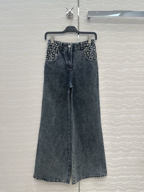 Chan Style Floral Patchwork Wide Leg Jeans High Waist Denim Trousers 1 Chan Style Floral Patchwork Wide Leg Jeans High Waist Denim Trousers