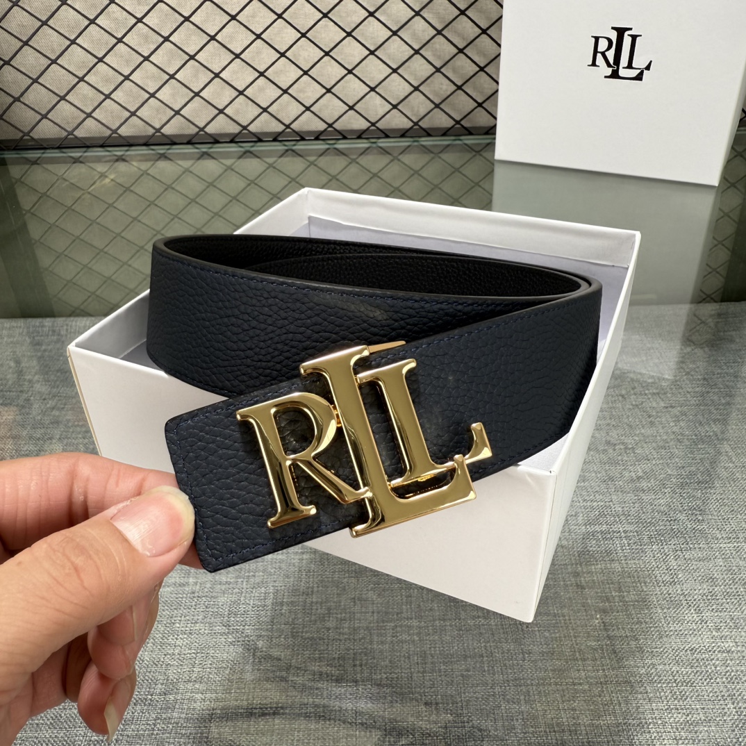 Ralph Lauren/拉夫劳伦 24年RL新款 这款腰带采用双面头层牛皮 做工细致 搭配原版精致纯铜