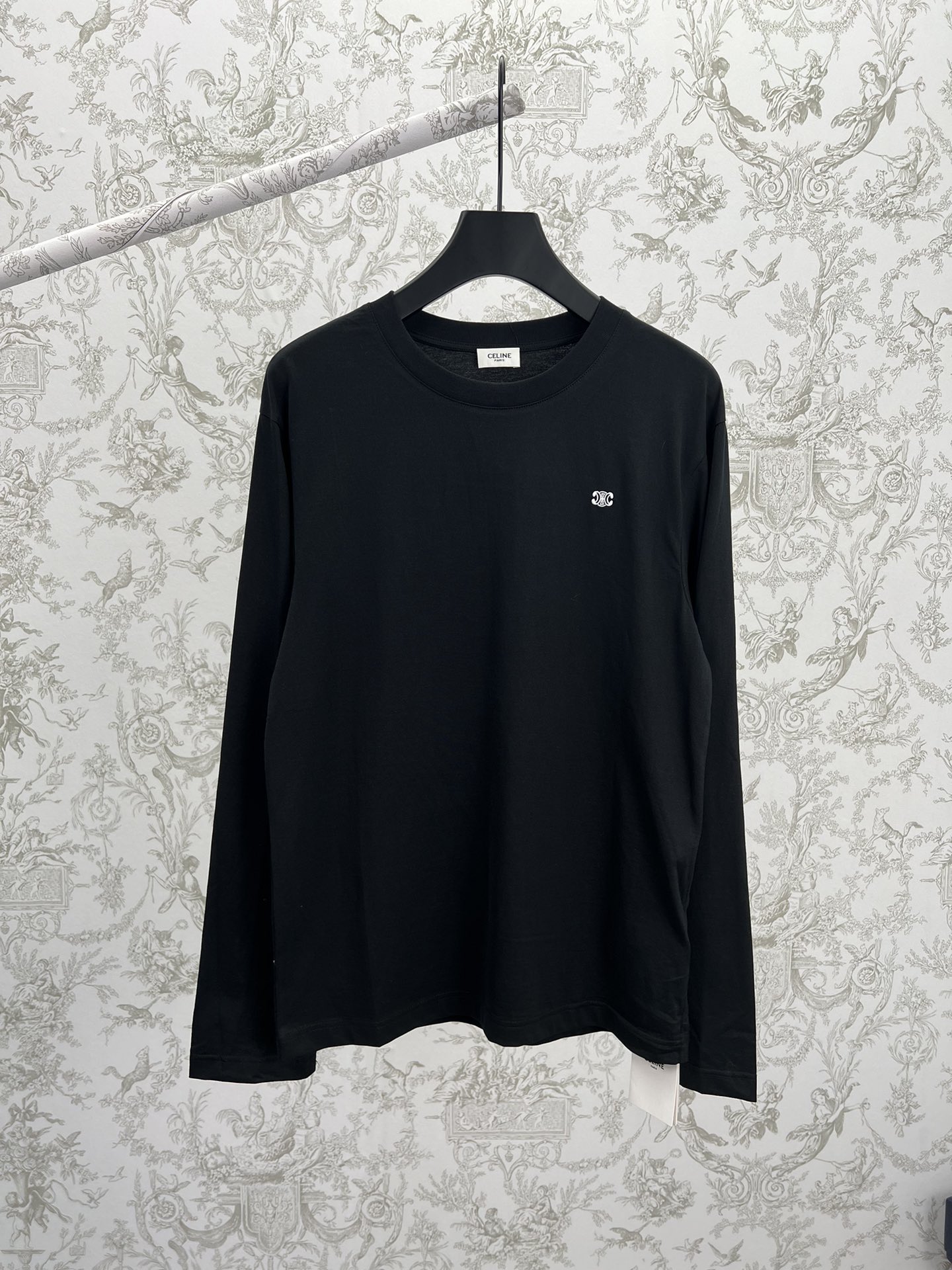 Celine 25ss camiseta de punto liso de algodón TRIOMPHE, versión alta. Tallas: S.M.L.XL.