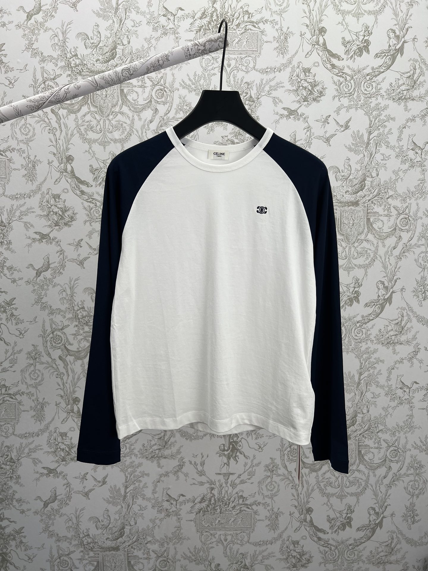 Celine 25ss camiseta de punto liso de algodón TRIOMPHE, versión alta. Tallas: S.M.L.