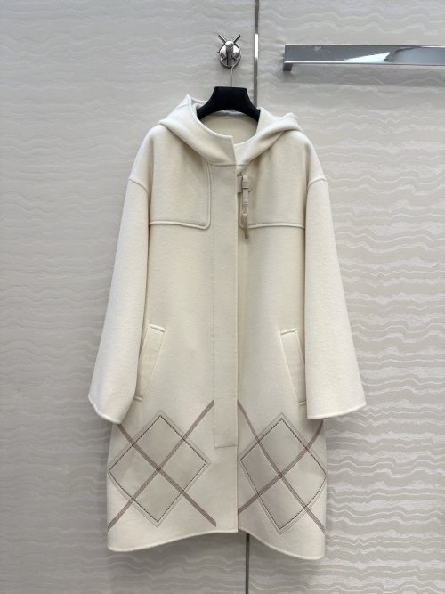 Elegant Handmade Wool-Cashmere Blend Hooded Coat with Leather Details 1 Elegant Handmade Wool-Cashmere Blend Hooded Coat with Leather Details