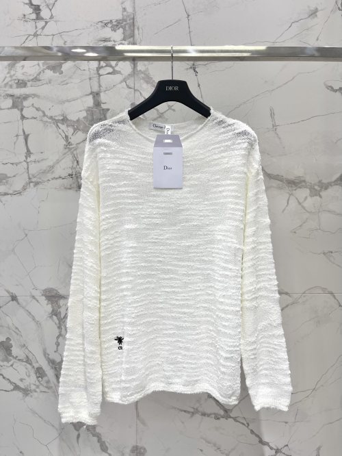 Dior Loose Long-Sleeved Knitted Cardigan See-Through Top - Elegant and Chic 1 Dior Loose Long-Sleeved Knitted Cardigan See-Through Top - Elegant and Chic