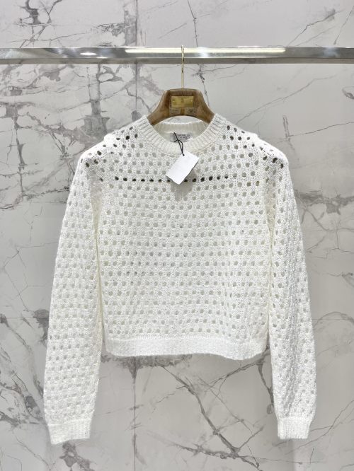 Brunello Cucinelli Silver Thread Knit Top - Pure Desire Round Neck Sweater 1 Brunello Cucinelli Silver Thread Knit Top - Pure Desire Round Neck Sweater