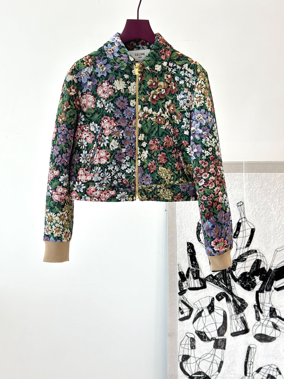 Celine Floral Jacquard Zip-Up Jacket - Timeless Style & Ultimate Comfort