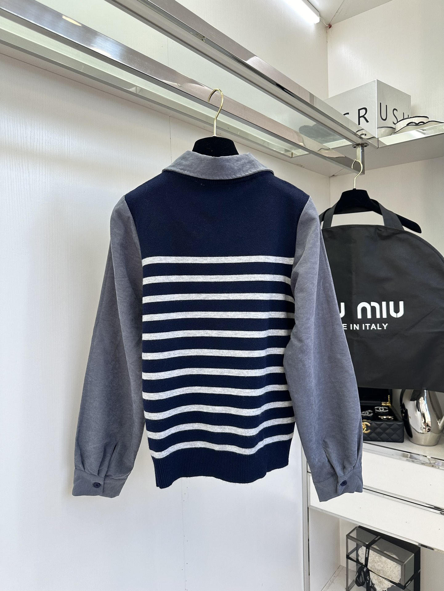 Miu Miu Striped Knit Top: Comfortable Cotton Blend, Embroidered Logo 3 i1757918550 4230 1