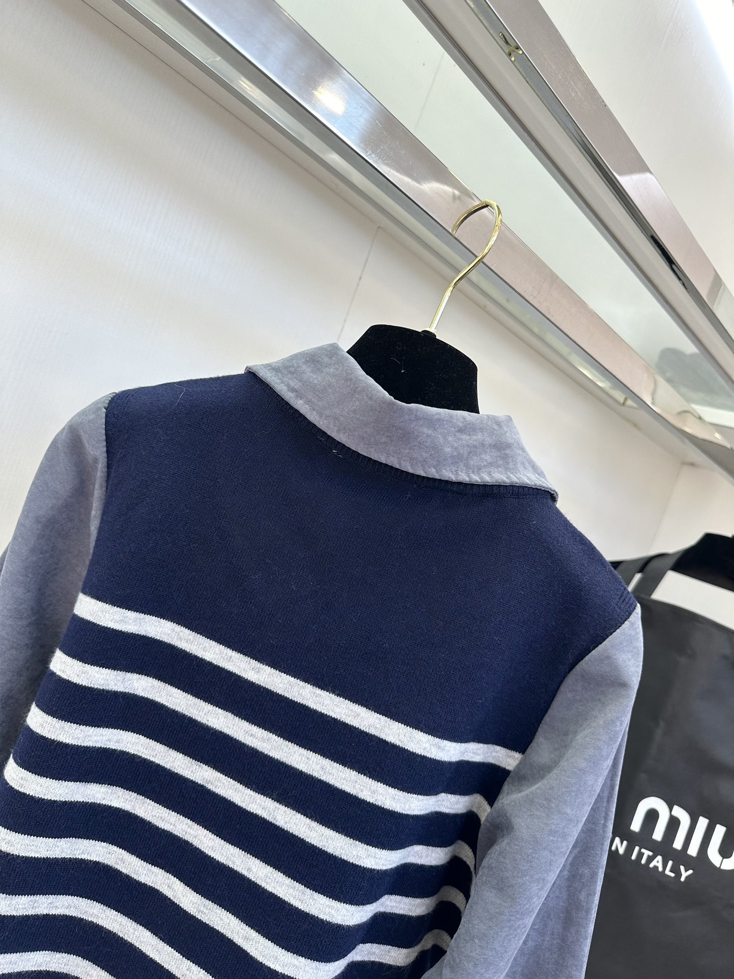 Miu Miu Striped Knit Top: Comfortable Cotton Blend, Embroidered Logo 6 i1757918550 4622 4
