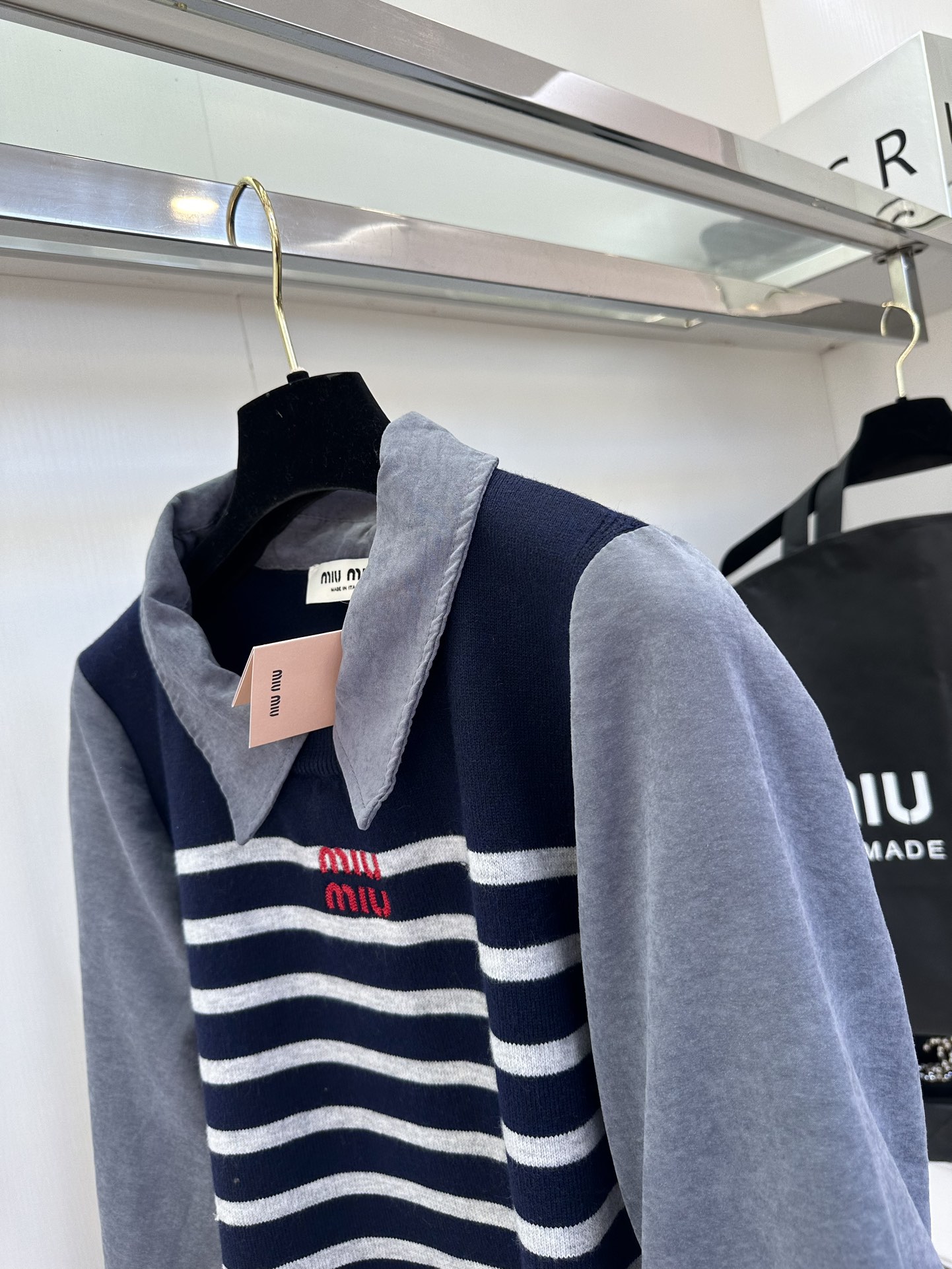 Miu Miu Striped Knit Top: Comfortable Cotton Blend, Embroidered Logo 9 i1757918550 8368 7