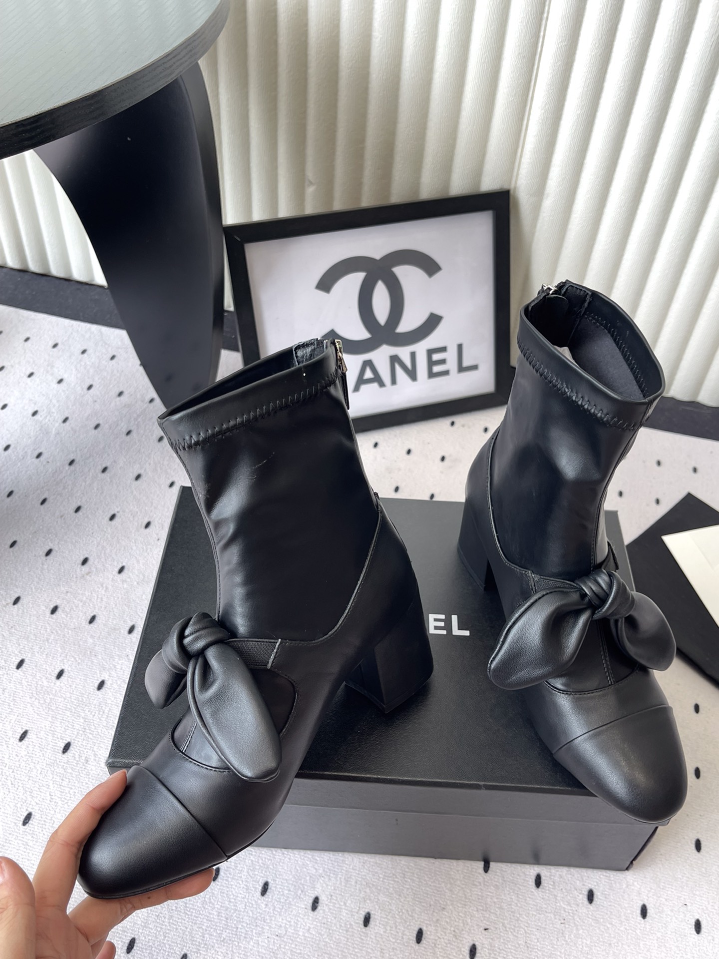 Elegant Chanel Mary Jane Ankle Boots with Chic Bow Detail - Walkway Ready 8 i1757997899 4601 6