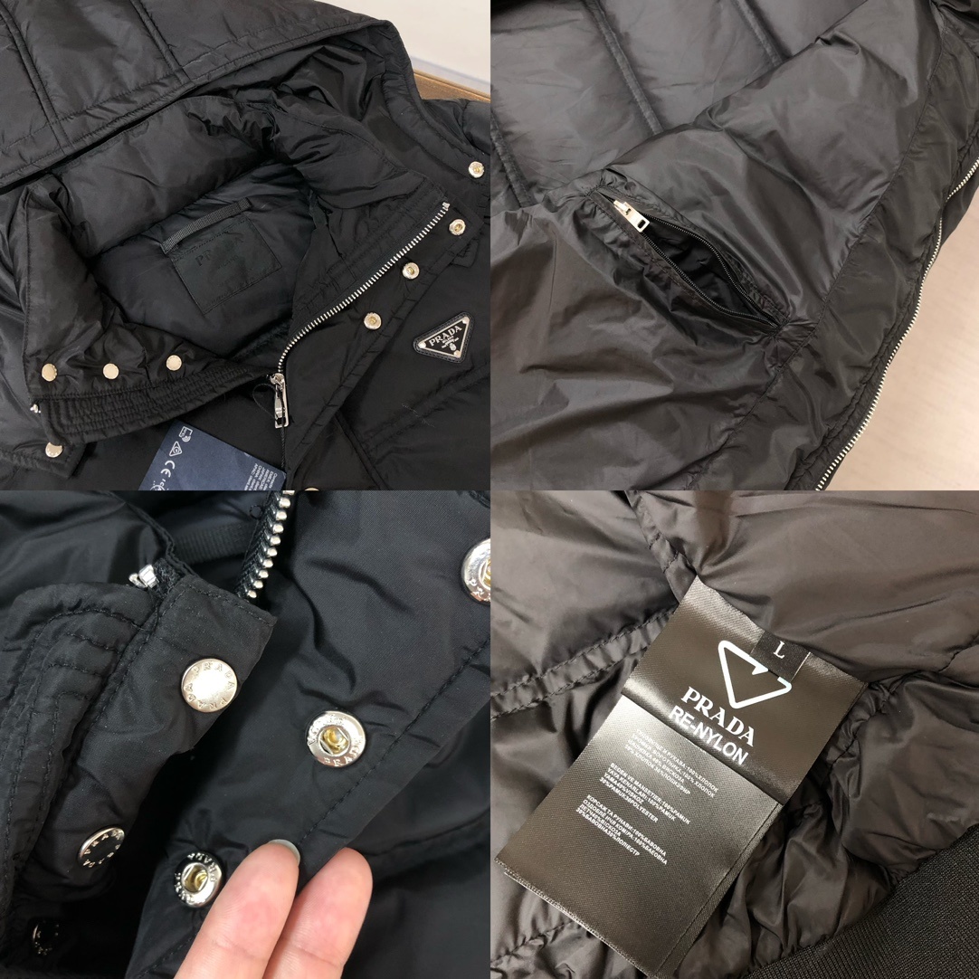 羽绒 新款上架🎬PRADA 普拉达 25秋冬新款带帽羽绒服外套 (帽子🉑拆卸)轻便蓬松保暖舒适,经典百搭