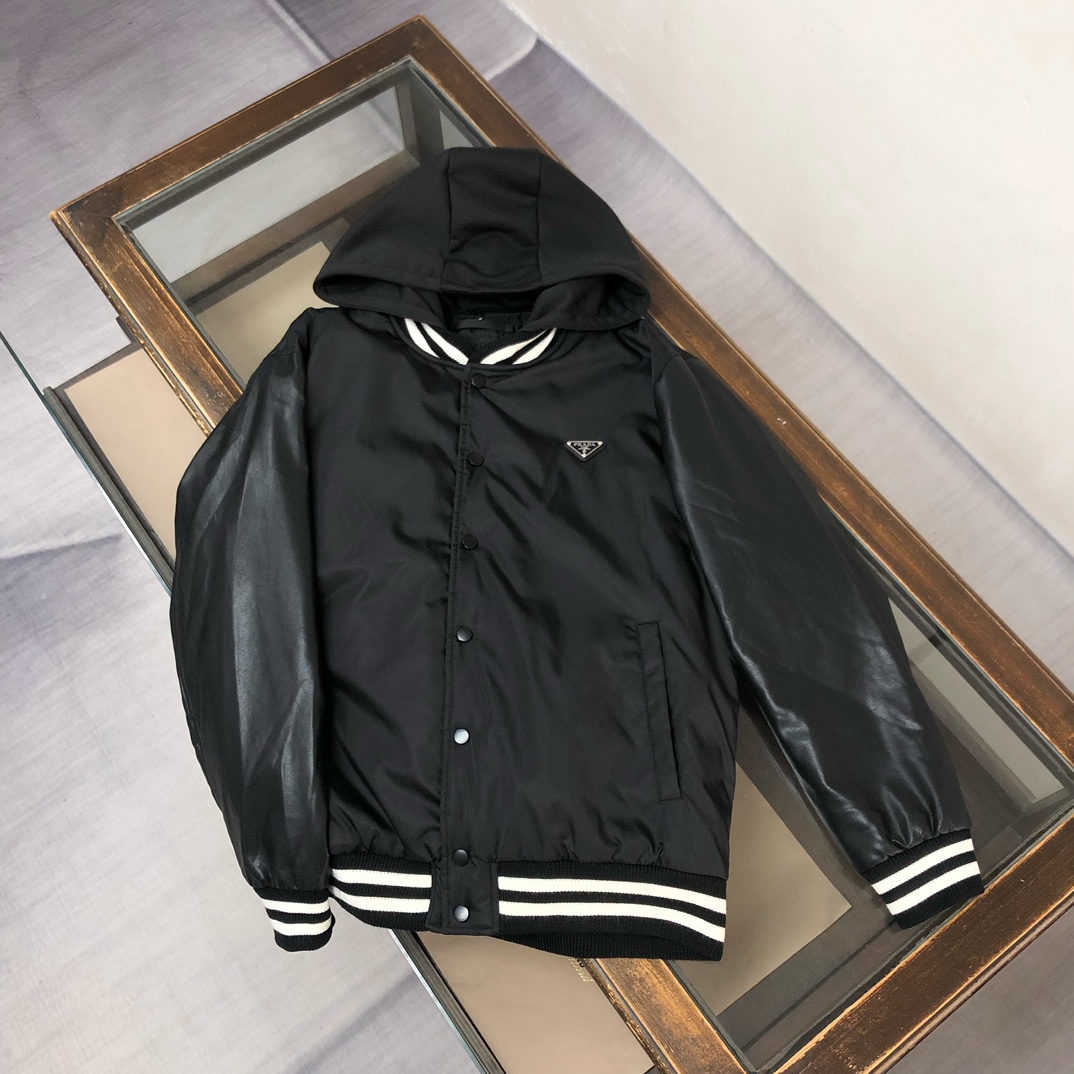 羽绒 🆕🔥 PRADA 普拉达 25秋冬最新款拼皮羽绒服～ 减龄短款棒球领～丨⚠独家yb开发！高版出品！