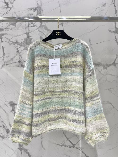 Chanel Gradient Striped Mohair Knit Top - Soft, Warm & Stylish 1 Chanel Gradient Striped Mohair Knit Top - Soft, Warm & Stylish