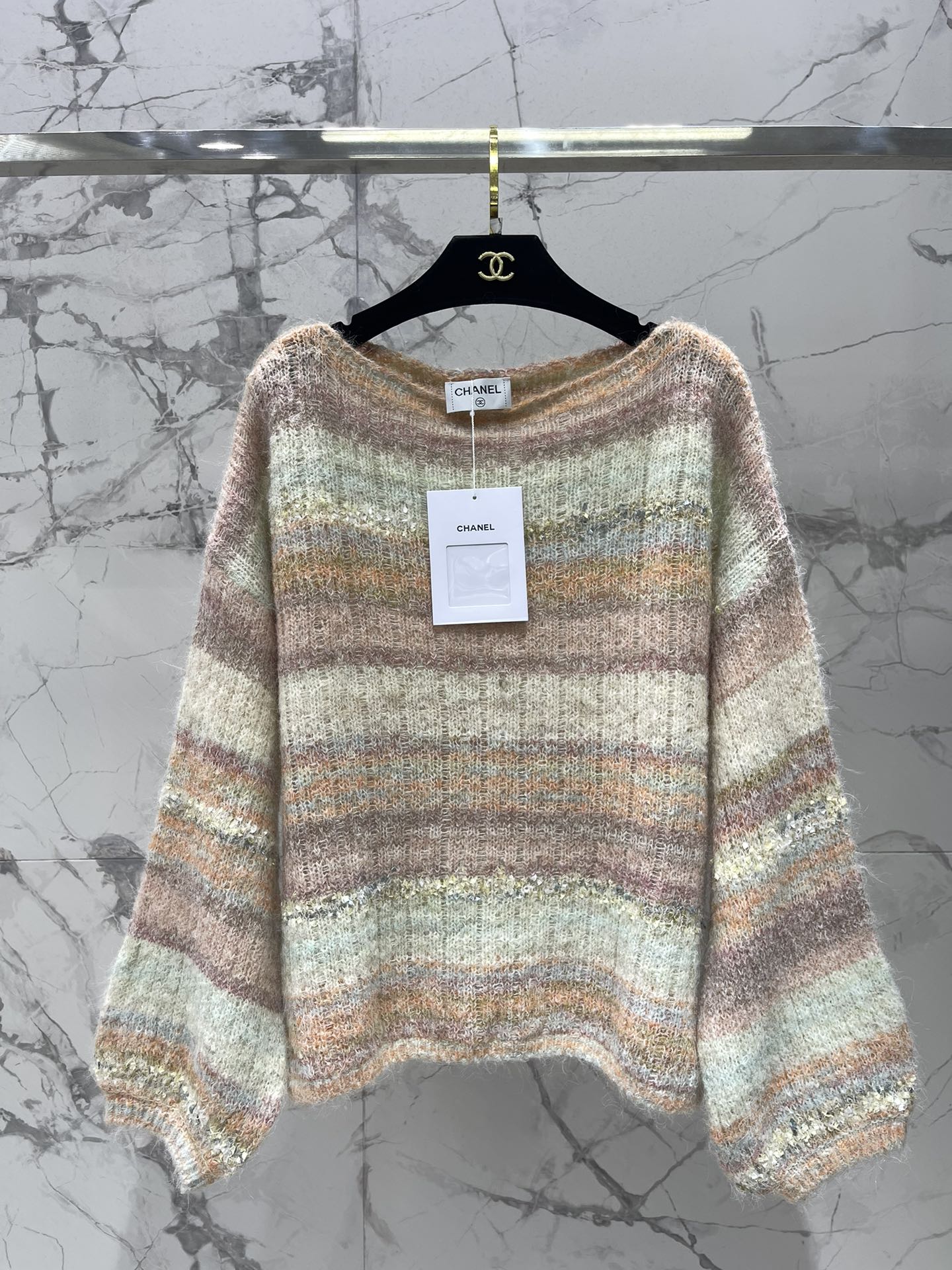 Chanel Gebreide Top met Verloopstrepen en Mohair - Stijlvol en Comfortabel