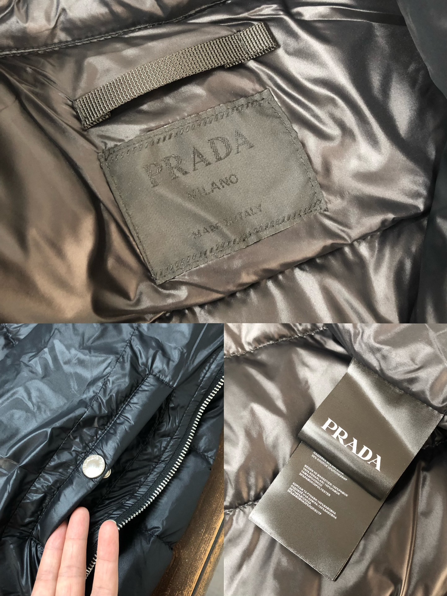 羽绒 PRADA/普拉达 25秋冬最新款商务休闲立领棒球领夹克羽绒服~ 手臂处标志性简约珐琅三角形金属徽
