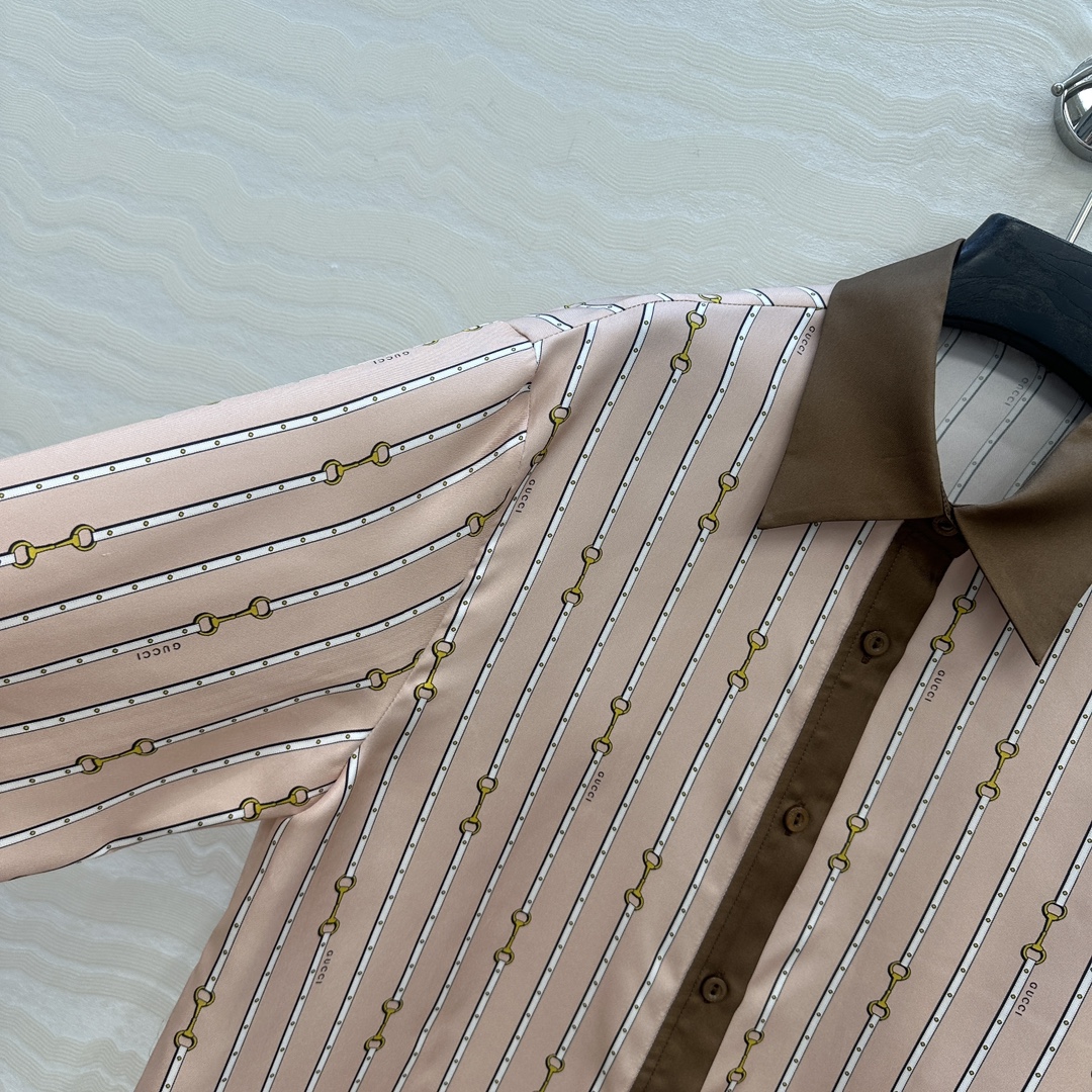 独家首发❤️原单品质💕GG浪漫度假印花真丝衬衫！全定位对花工艺，100%真丝斜纹绸质感超赞！气质小翻领H