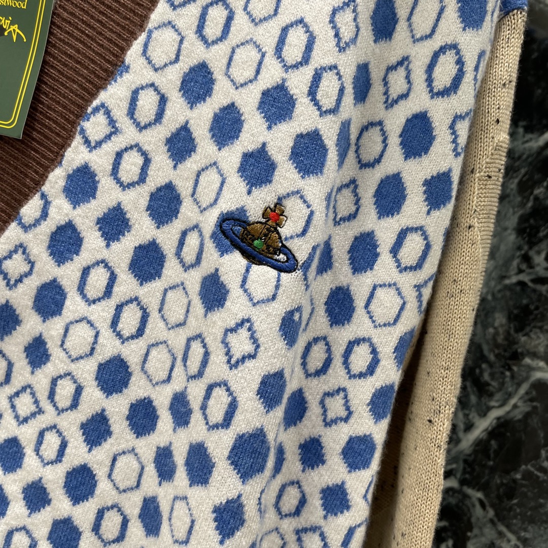 土星 25秋冬新款 复古菱格提花拼色开衫 撞色设计土星logo刺绣 彰显品牌格调 百搭款式不挑年龄肤色 