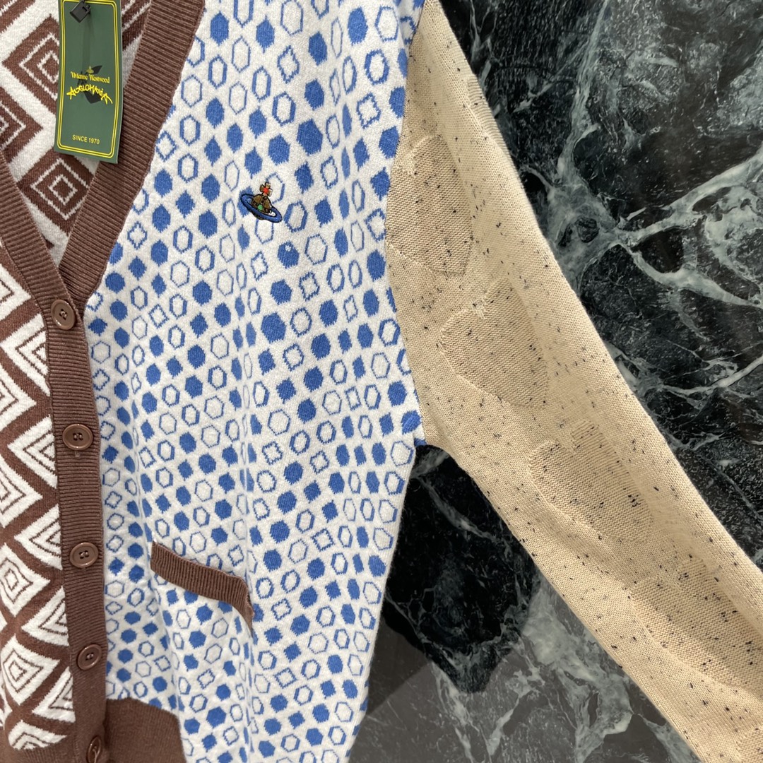 土星 25秋冬新款 复古菱格提花拼色开衫 撞色设计土星logo刺绣 彰显品牌格调 百搭款式不挑年龄肤色 