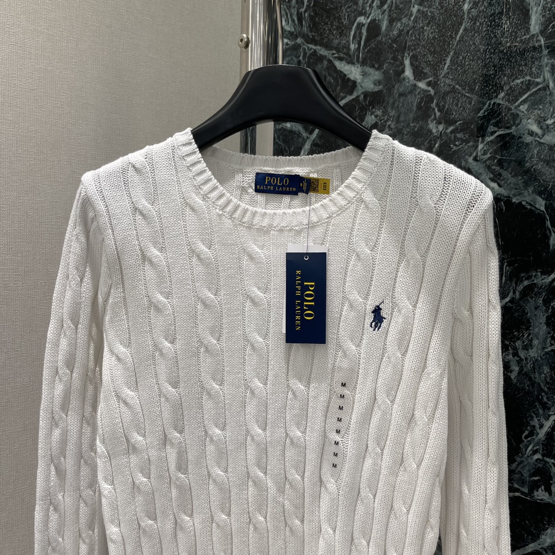 拉夫 25秋冬新款 圆领针织套头毛衣 胸前经典小马刺绣logo 高级时髦！麻花扭绳纹理精致大气，常规版型