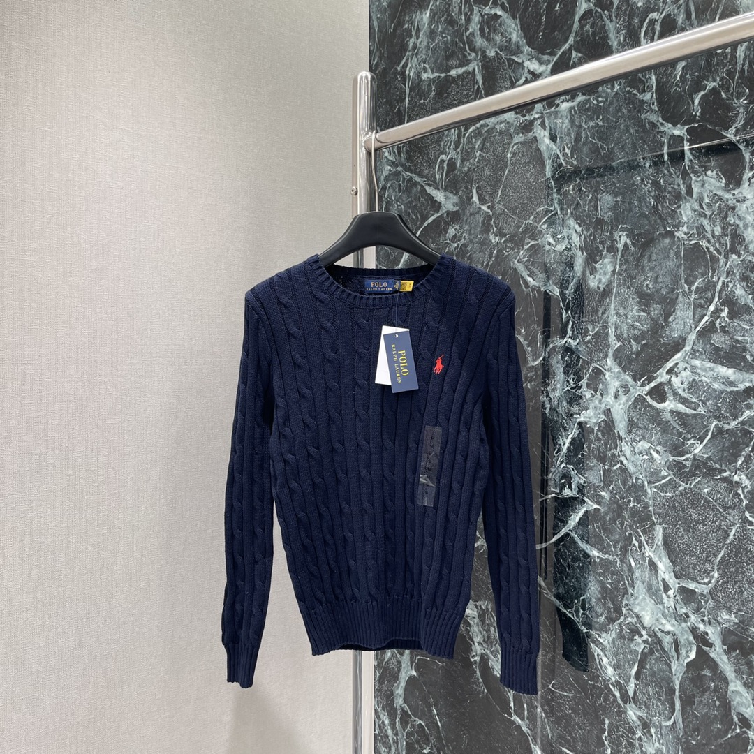 拉夫 25秋冬新款 圆领针织套头毛衣 胸前经典小马刺绣logo 高级时髦！麻花扭绳纹理精致大气，常规版型