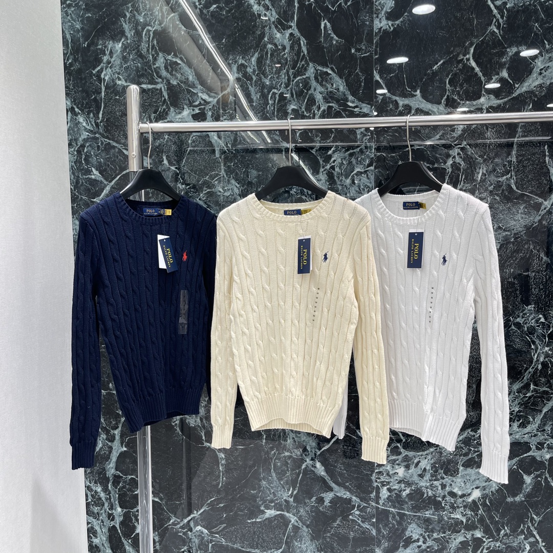 拉夫 25秋冬新款 圆领针织套头毛衣 胸前经典小马刺绣logo 高级时髦！麻花扭绳纹理精致大气，常规版型