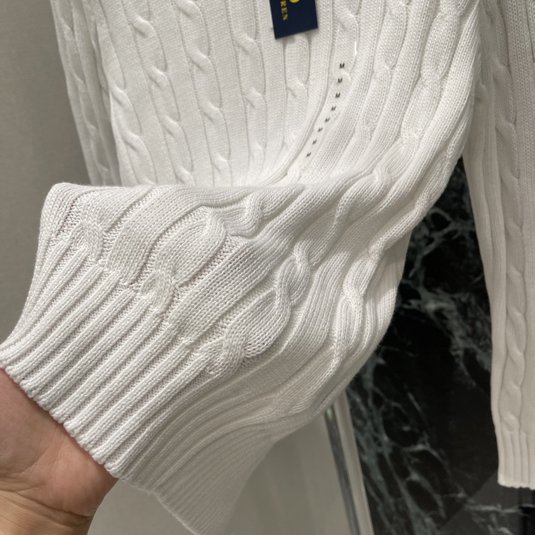 拉夫 25秋冬新款 圆领针织套头毛衣 胸前经典小马刺绣logo 高级时髦！麻花扭绳纹理精致大气，常规版型