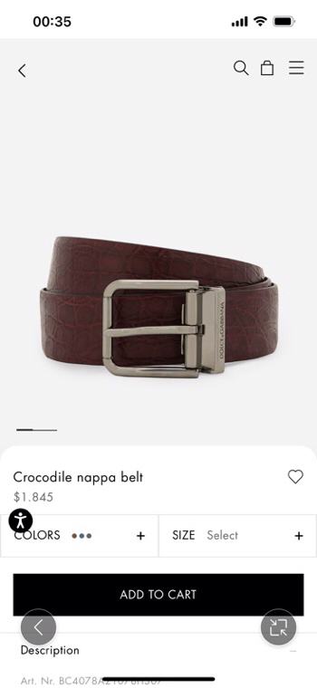 Dolce&Gabbana 新款 鳄鱼皮腰带，雅致配饰，搭配经典滚轴搭扣：35 毫米