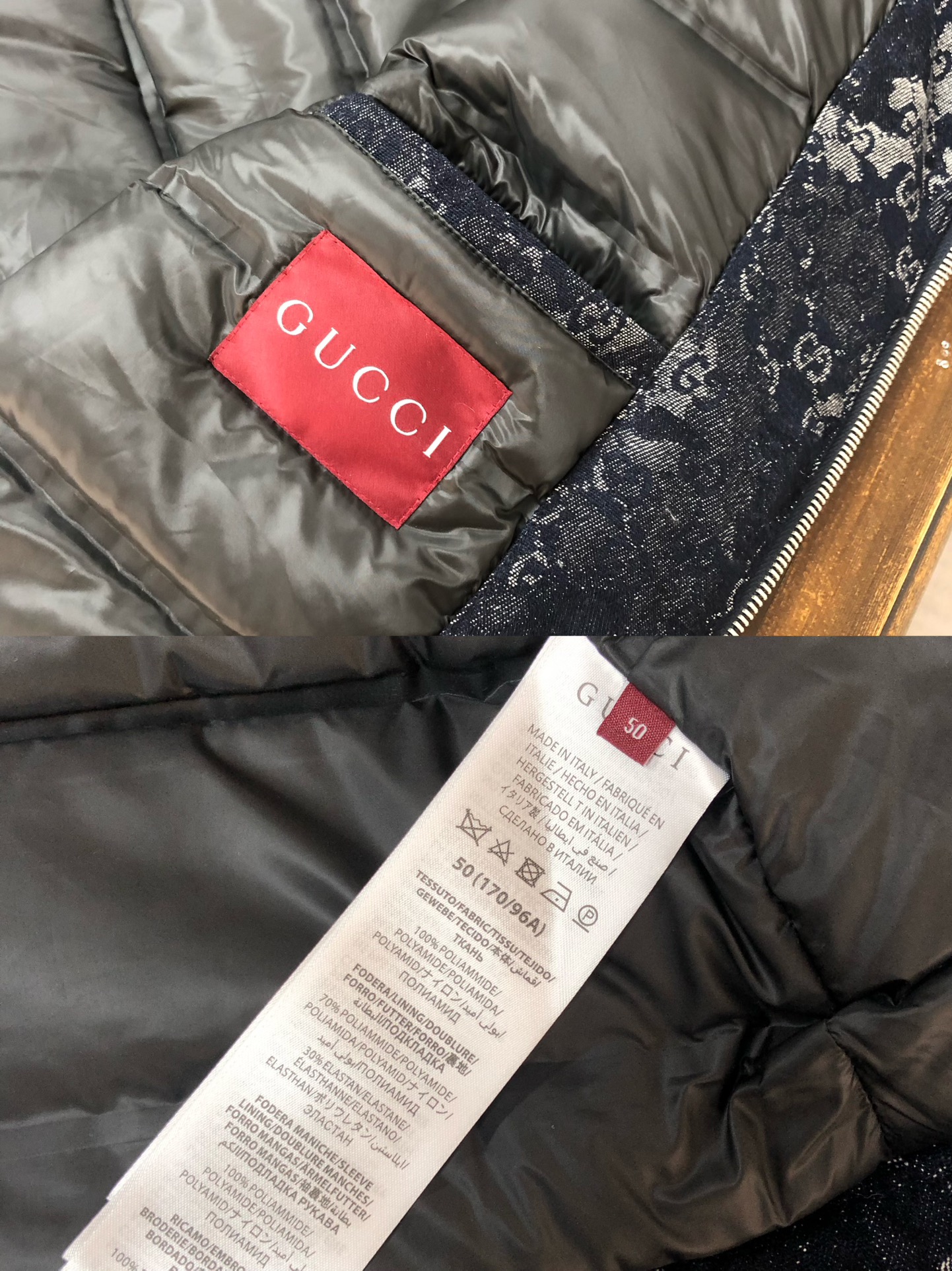 羽绒 GUCCI 古驰 25秋冬最新款连帽提花牛仔羽绒服，原单狠货，时尚休闲牛仔外套，上身很有特点！吸睛
