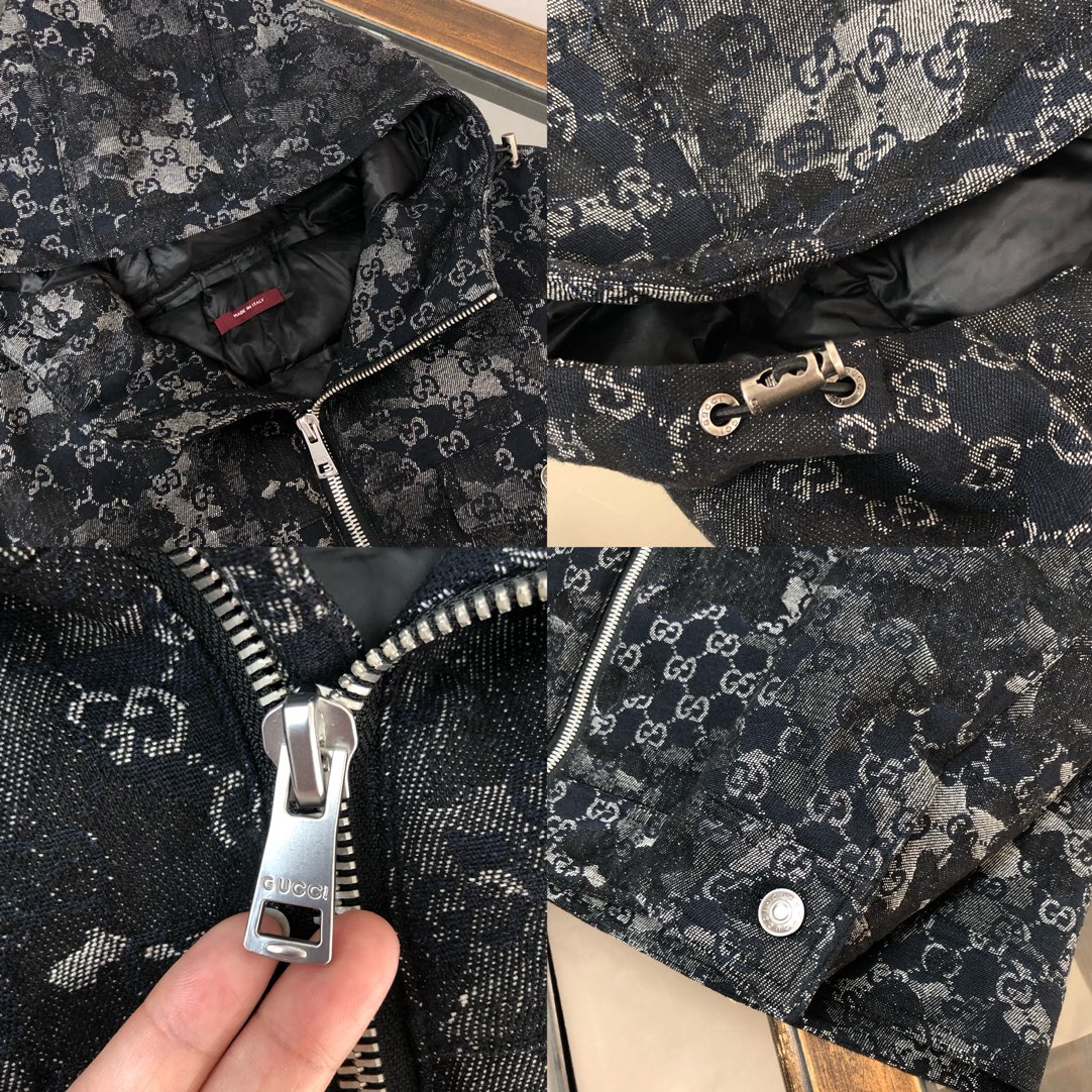 羽绒 GUCCI 古驰 25秋冬最新款连帽提花牛仔羽绒服，原单狠货，时尚休闲牛仔外套，上身很有特点！吸睛