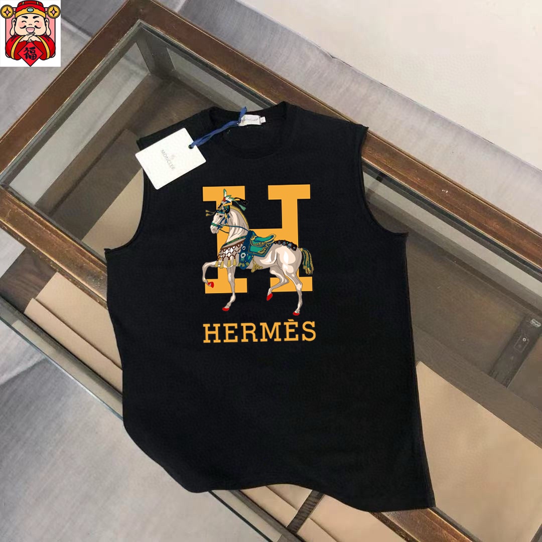Hermès 品牌【HERMES 爱马仕】2025夏季新品背心T袖 简约款式 任何人都可以轻松驾驶 进口定制丝光棉面料 手软舒适有型 吸汗透气