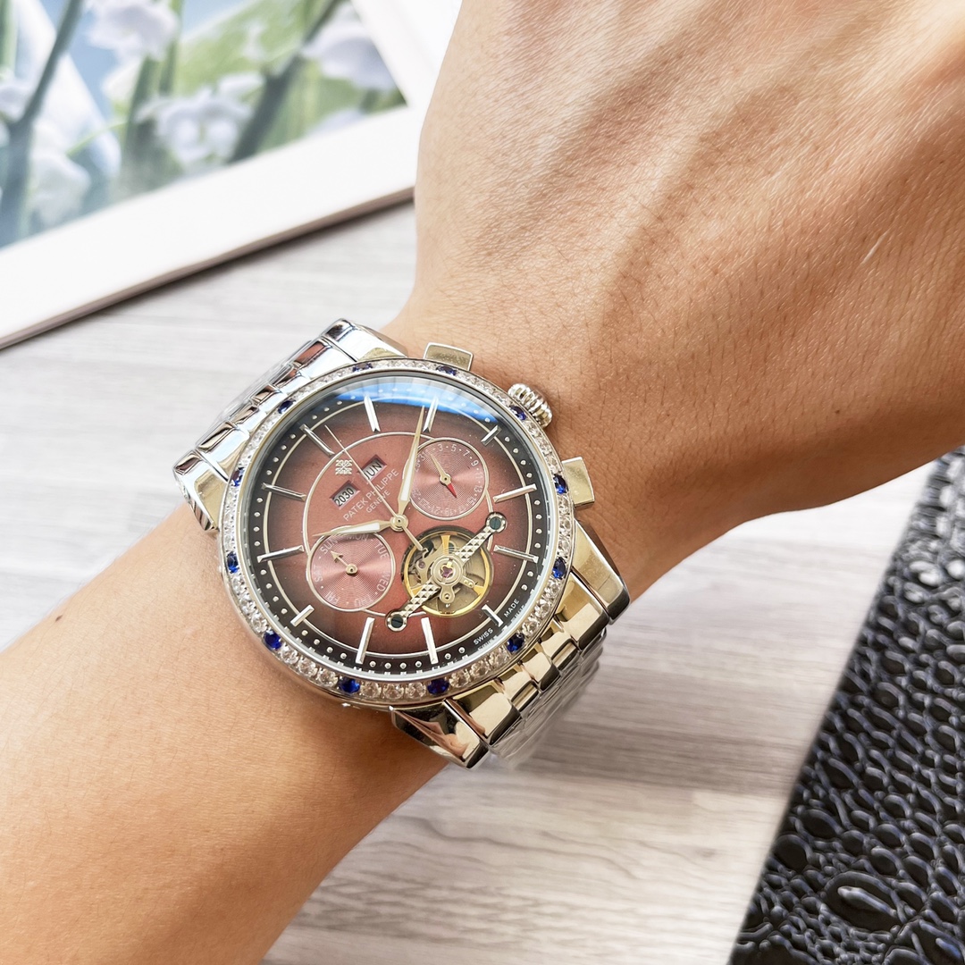 NO:337364,Complex timepiece, classic new product, shockingly launched [Latest] Patta Feili Multifunctional boutique, large flywheel design [Type] boutique men's watch [Watch strap] Real cowhide strap [Movement] High-end fully automatic mechanical movement [Mirror] Mineral reinforced glass (more high definition) Elegant taste, vast and atmospheric, ingenious, wrist treasure, size diameter 42mm/12.5mm, hot sale!  Welcome to reprint!  ,,cowhide19860909复杂时计 经典新品 震撼上市【最新】百打翡丽 多功能精品 大飞轮设计【类型】精品男士腕表【表带】真牛皮表带【机芯】高端全自动机械机芯【镜面】矿物质强化玻璃（更高清） 品味高雅 浩瀚大气 匠心独运 腕间瑰宝 尺寸直径42mm/12.5mm热卖上市！欢迎转载！,,cowhide,Watch