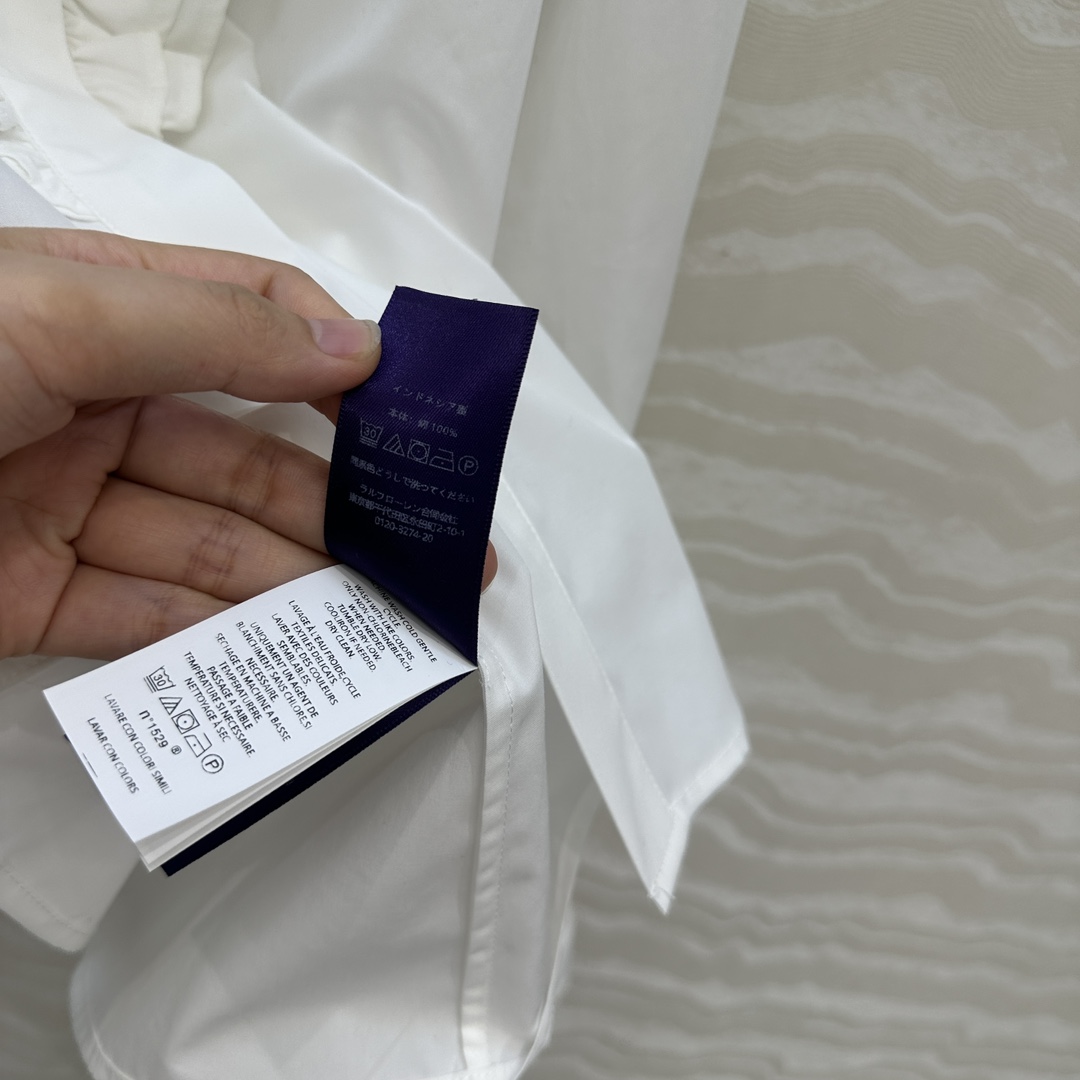 独家首发❤️原单品质，RL紫标高定度假新品长袖衬衫❤️法式宫廷风气质单品，花边立领定位压褶工艺。气质版型