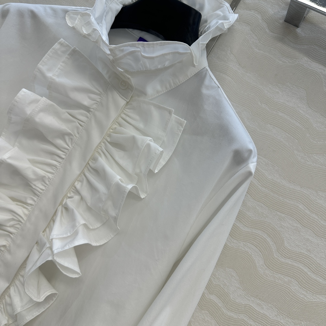 独家首发❤️原单品质，RL紫标高定度假新品长袖衬衫❤️法式宫廷风气质单品，花边立领定位压褶工艺。气质版型