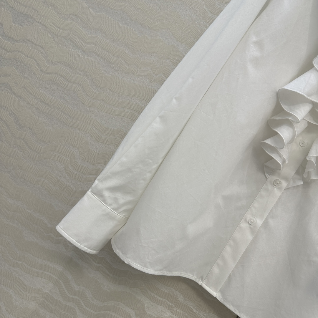 独家首发❤️原单品质，RL紫标高定度假新品长袖衬衫❤️法式宫廷风气质单品，气质翻领拼接蚕丝棉双层花边工艺