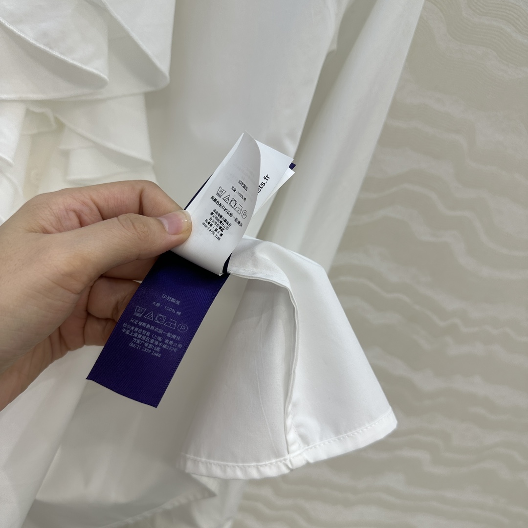 独家首发❤️原单品质，RL紫标高定度假新品长袖衬衫❤️法式宫廷风气质单品，气质翻领拼接蚕丝棉双层花边工艺