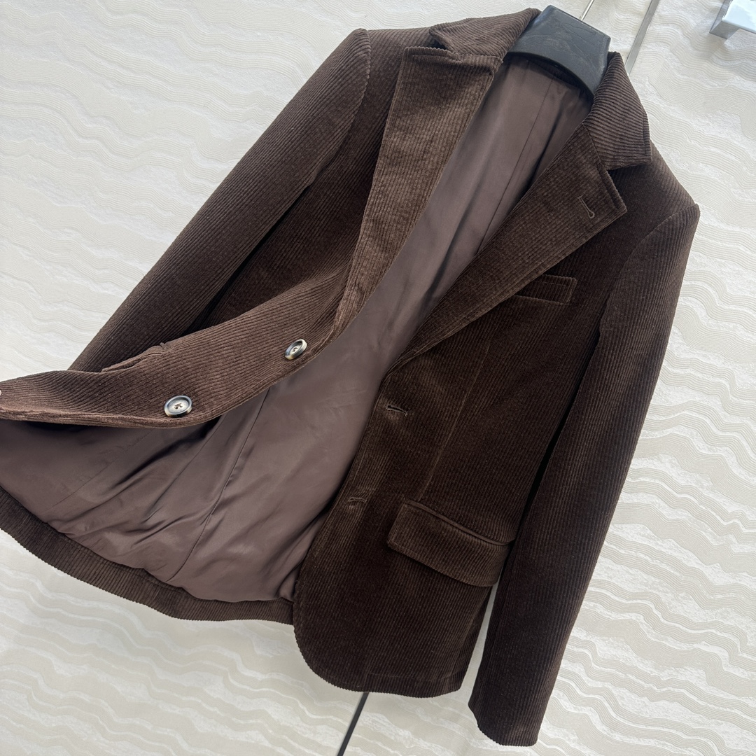 独家首发❤️原单品质，RL浓郁美式风穿搭，定制巧克力棕色灯芯绒西装外套！减龄学院风气质高级单品。经典收腰