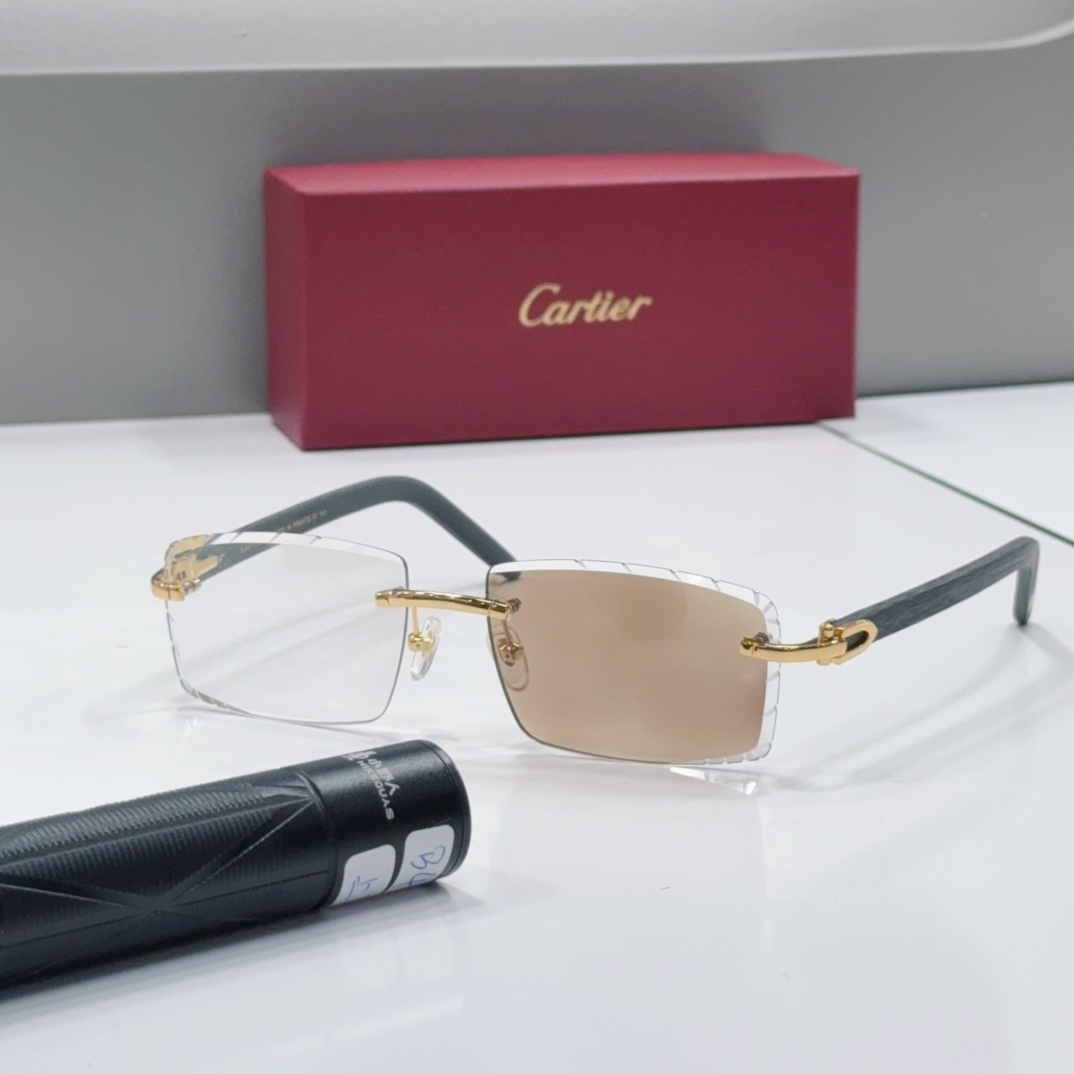 Cartier Frameless Wooden Temple Glasses Business