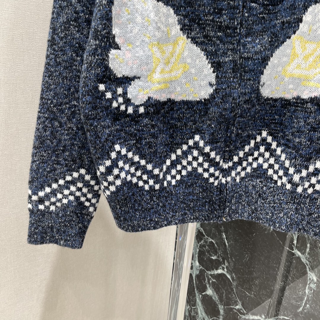 路易 25秋冬新款 撞色针织外套 Pharrell Williams X Nigo联名款 大翻领宽松版型