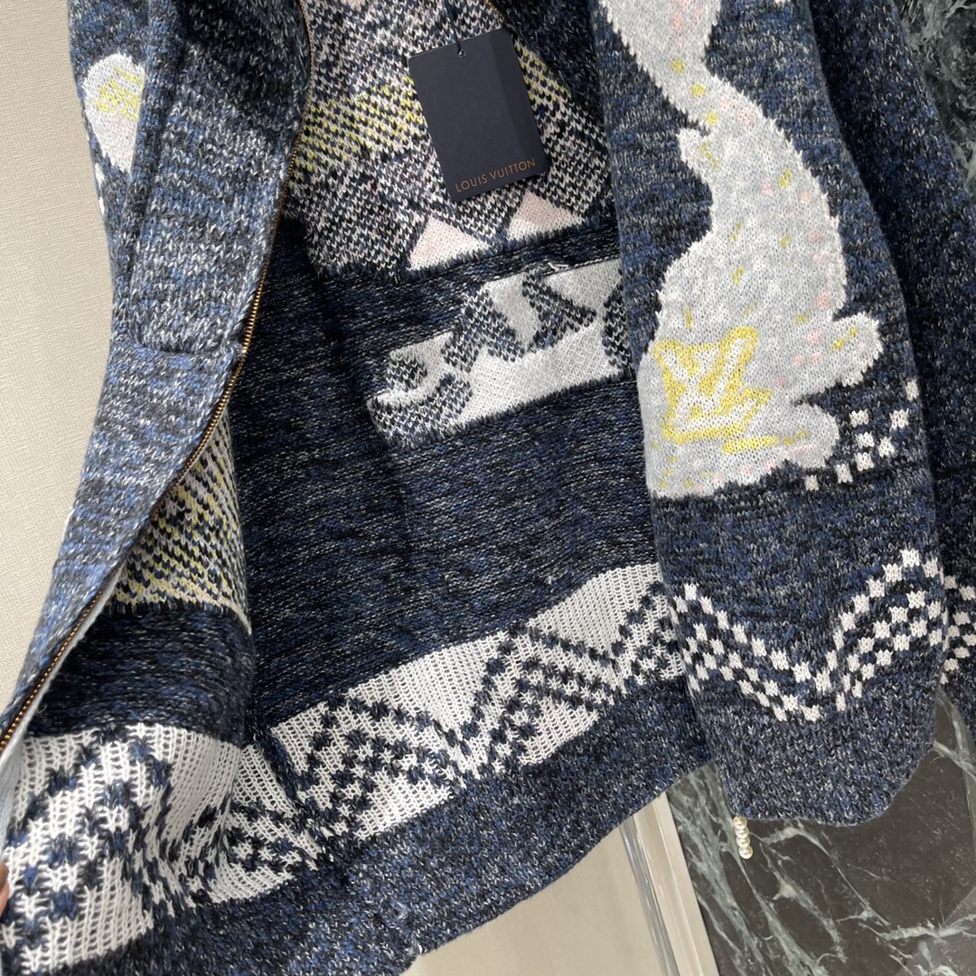 路易 25秋冬新款 撞色针织外套 Pharrell Williams X Nigo联名款 大翻领宽松版型