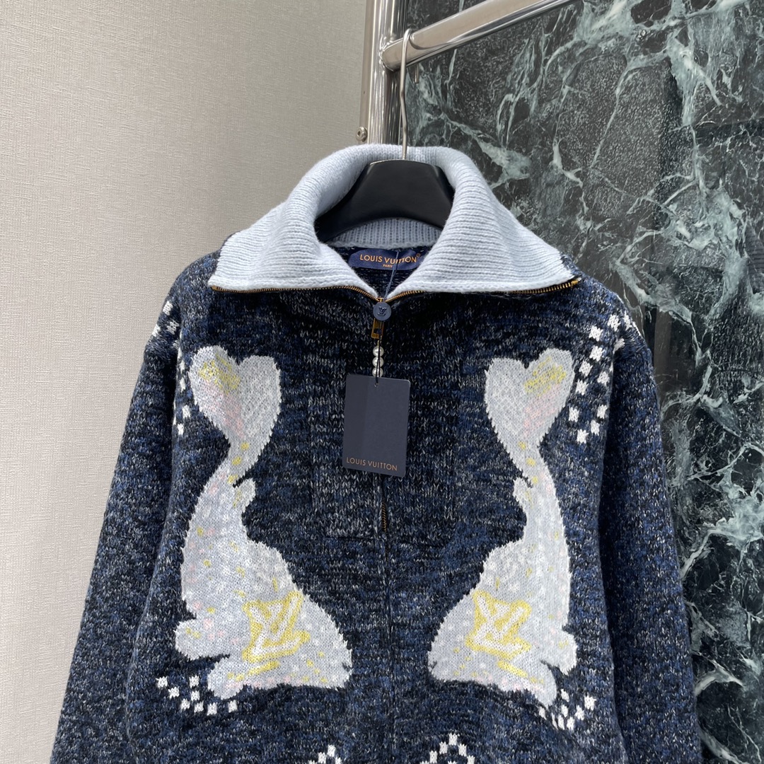 路易 25秋冬新款 撞色针织外套 Pharrell Williams X Nigo联名款 大翻领宽松版型