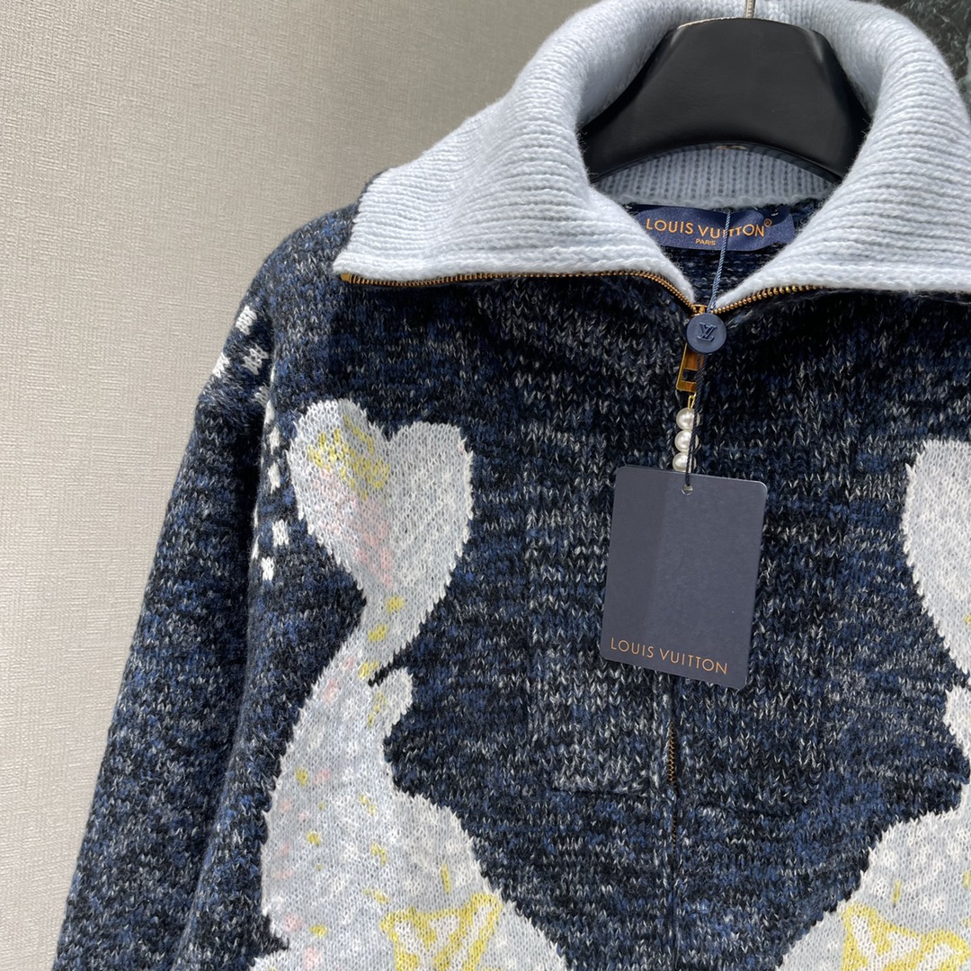 路易 25秋冬新款 撞色针织外套 Pharrell Williams X Nigo联名款 大翻领宽松版型